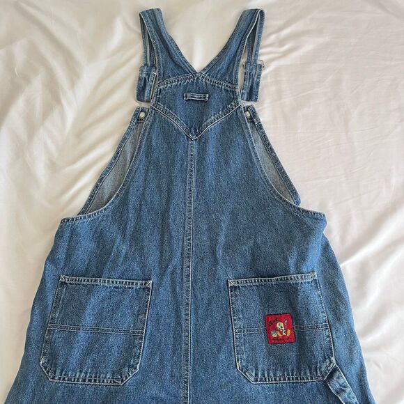 Looney Tunes Tweety Bird Denim  Carpenter Embroidered Overalls Women’s Size XL - Picture 6 of 8